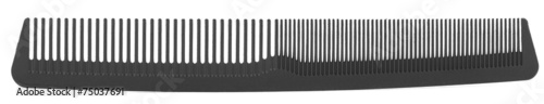 Black comb with different spacing between the teeth isolated.