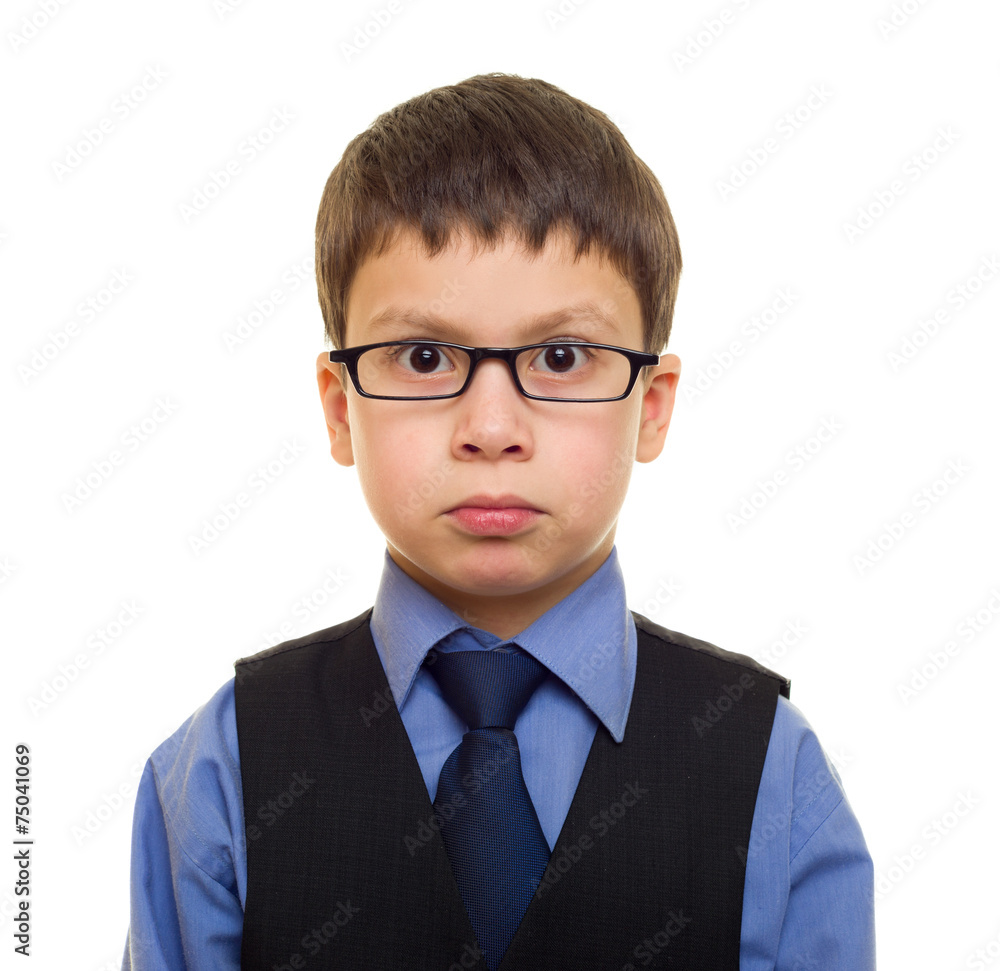 portrait of a boy in business suit