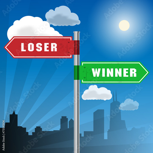Road sign with words Loser, Winner, vector