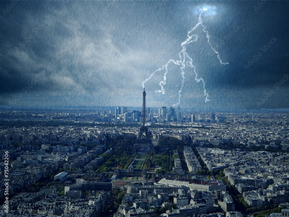 Eiffelturm mit Blitz - obrazy, fototapety, plakaty 