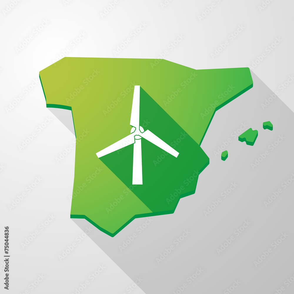 Fototapeta premium Spain map icon with a wind generator