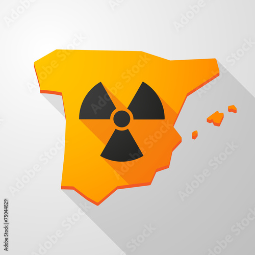 Spain map icon with a radioactivity sign
