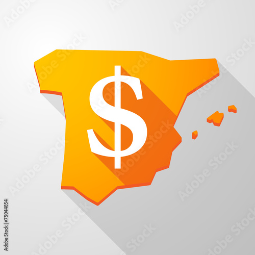 Spain map icon with a dollar sign