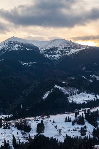 Winter snow covered mountain peaks in Europe. © Dmytro Kosmenko