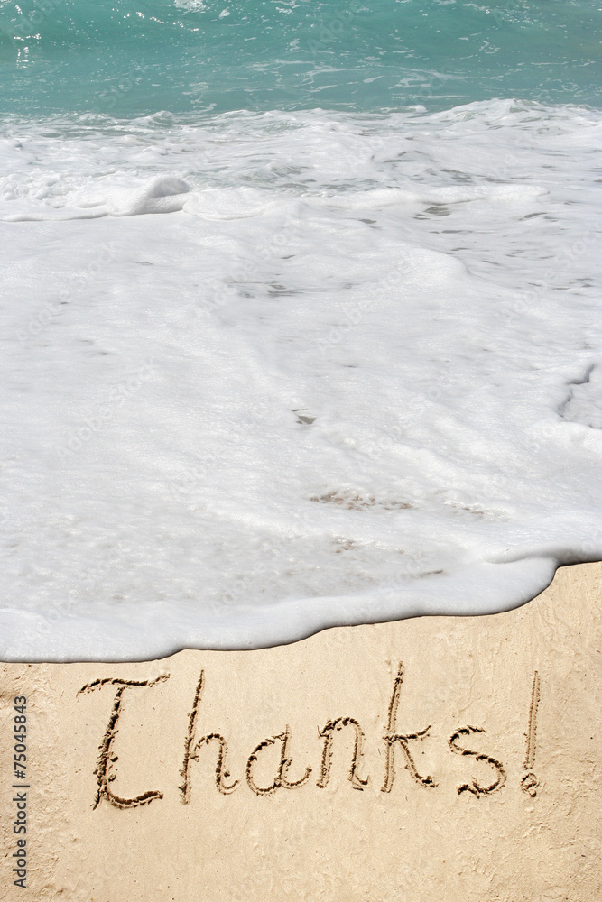 Conceptual thank you text in sand and water Stock Photo | Adobe Stock