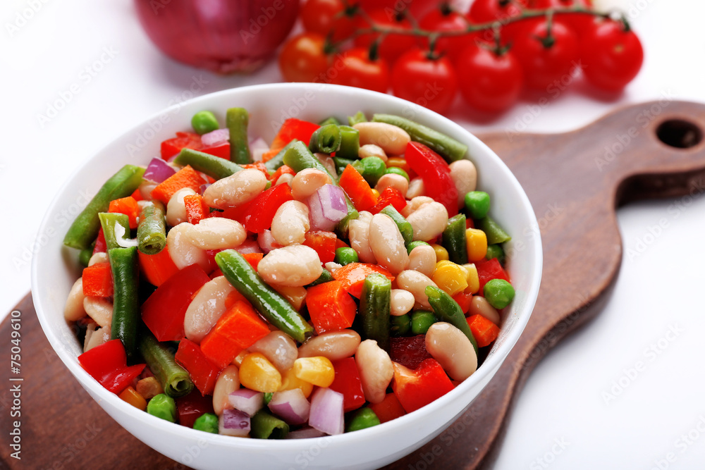 Healthy beans salad on table