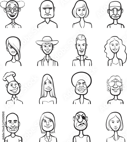 whiteboard drawing - funny cartoon faces vector collection