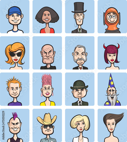 various funny vector faces collection