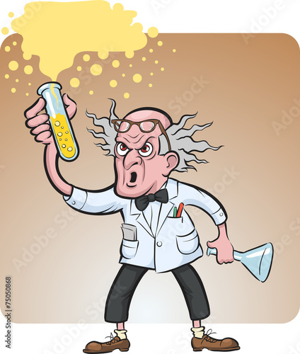 evil scientist making chemical experiment