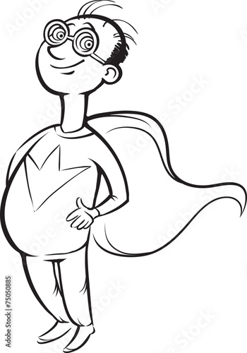 whiteboard drawing - cartoon smiling superhero