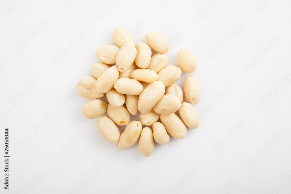 Peeled peanuts on white background Peeled peanuts on white background