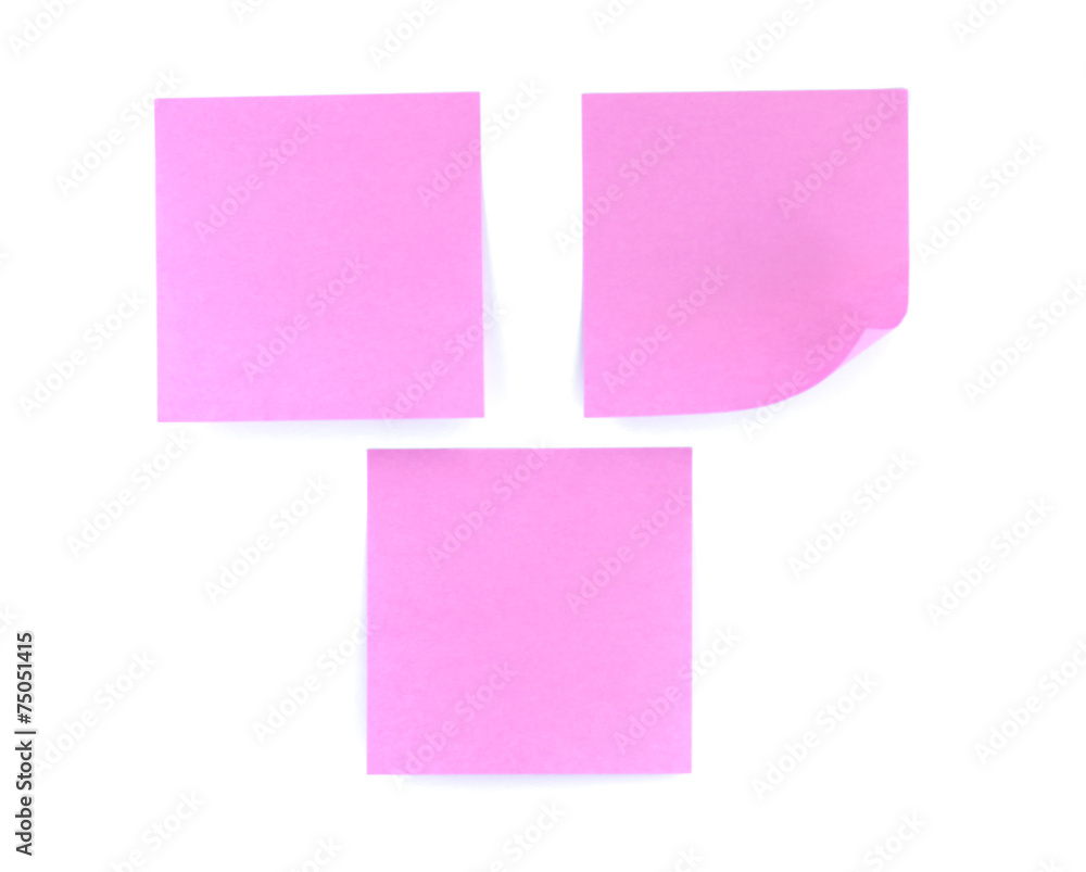 Pink note on white background Pink note on white background