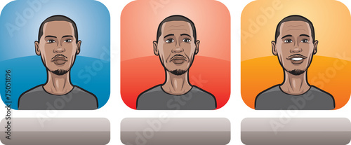 black guy face three expressions