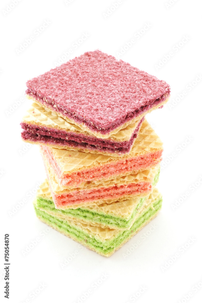 Fototapeta premium square wafer with different color in middle on white background