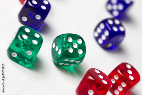 colorful dices background isolated on white