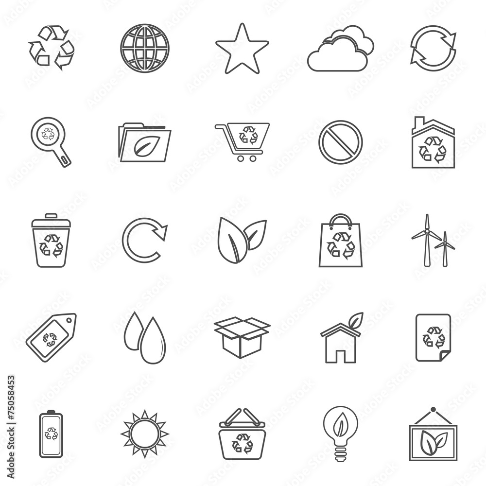 Ecology line icons on white background Ecology line icons on white background