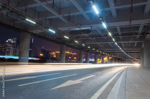 light trails in the guangzhou tower