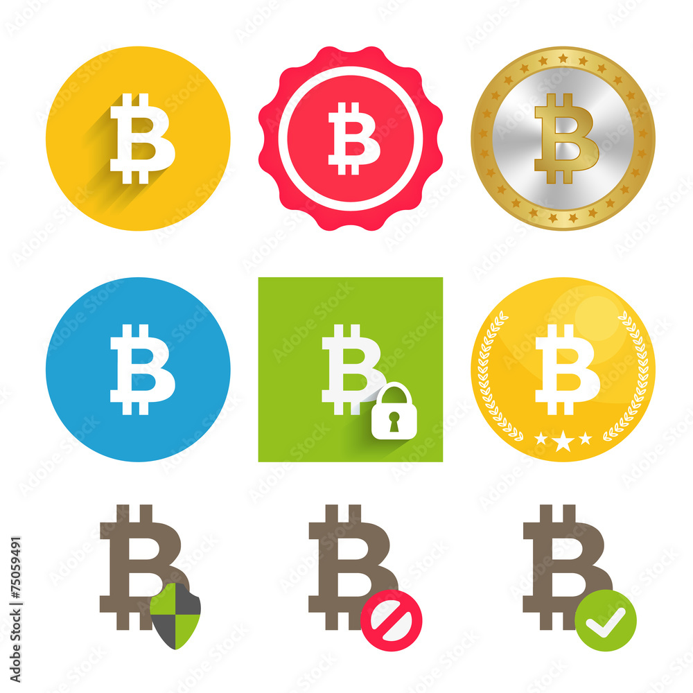Bitcoin icons set Bitcoin icons set
