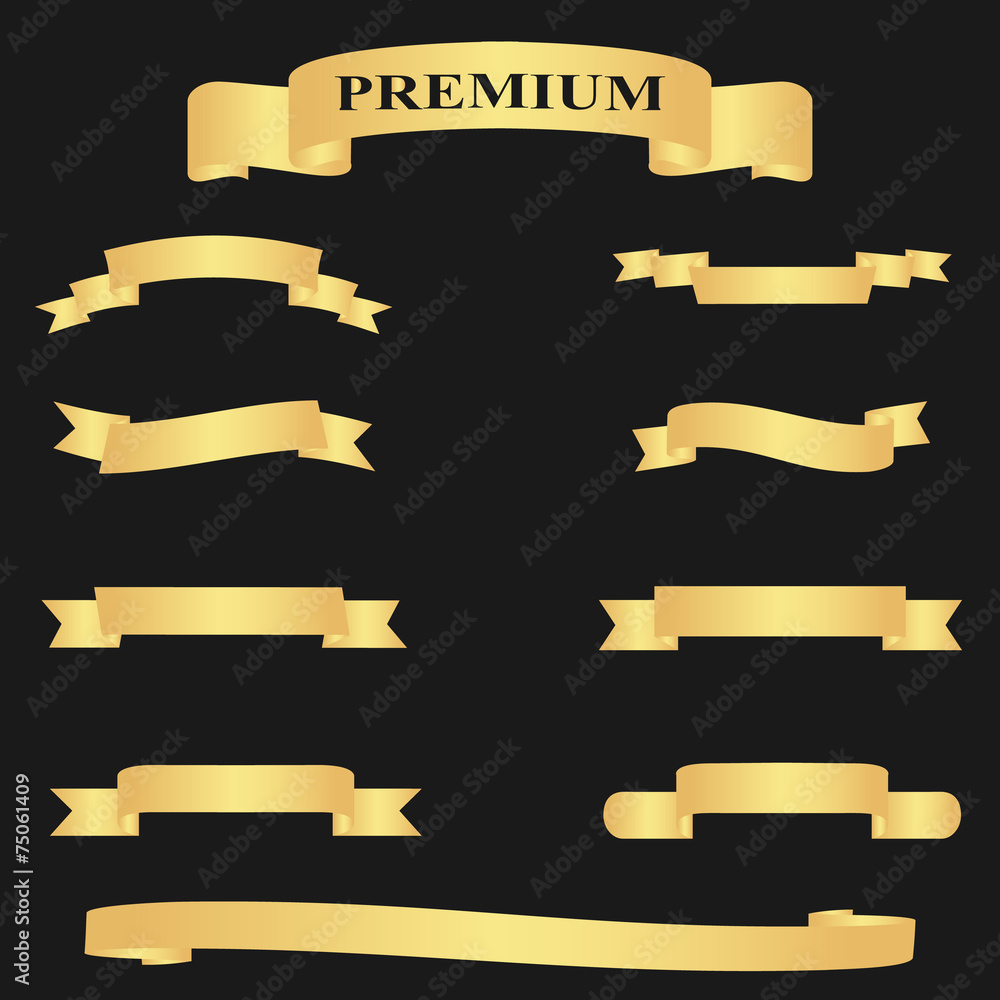 Realistic Golden Glossy Web Ribbon Realistic Golden Glossy Web Ribbon