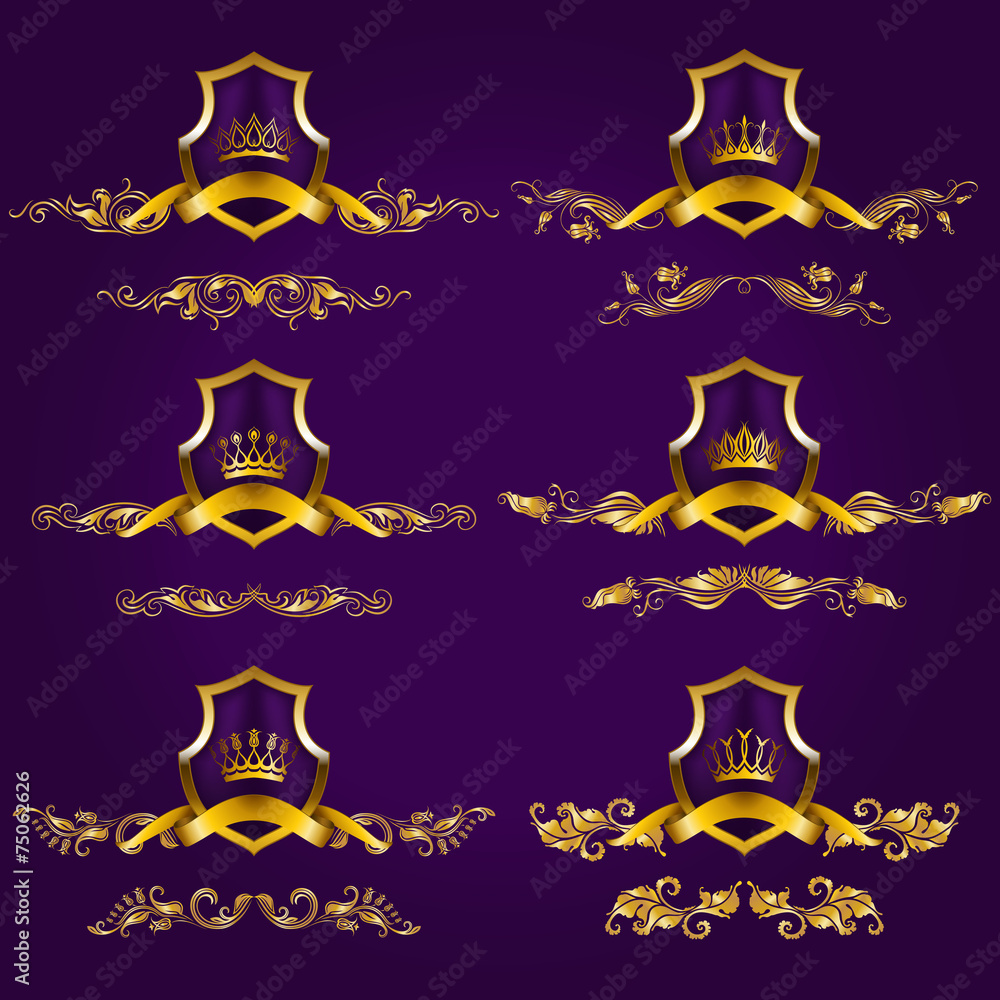 Luxury gold labels with laurel wreath Luxury gold labels with laurel wreath