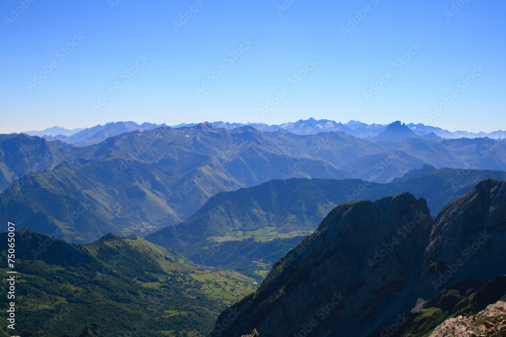 Pyrenees view from Anie peak summit.