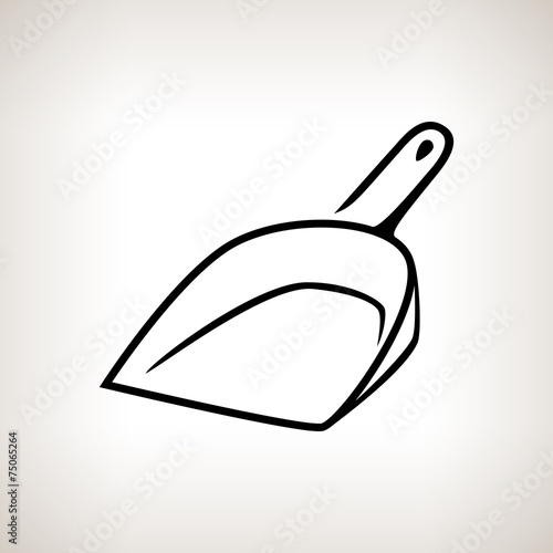 Silhouette dustpan on a light background, vector illustration