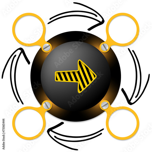 dark circular frame for text with arrows