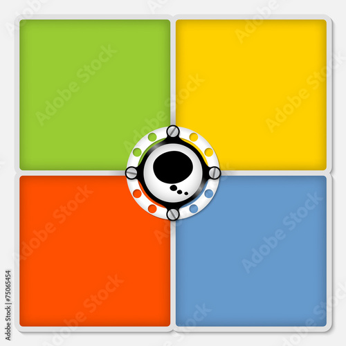 four colored frames for white text and speech bubble