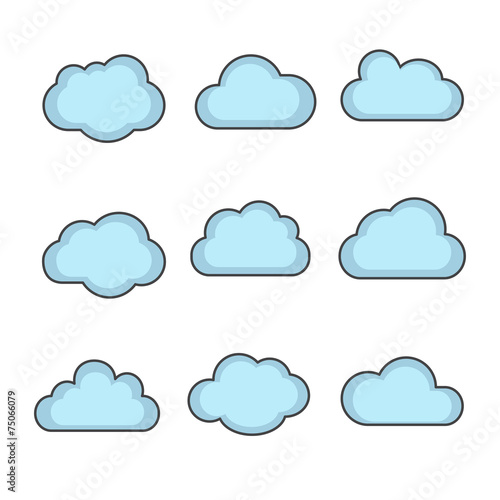 vector cloud shapes set, cloud icons for cloud computing for web