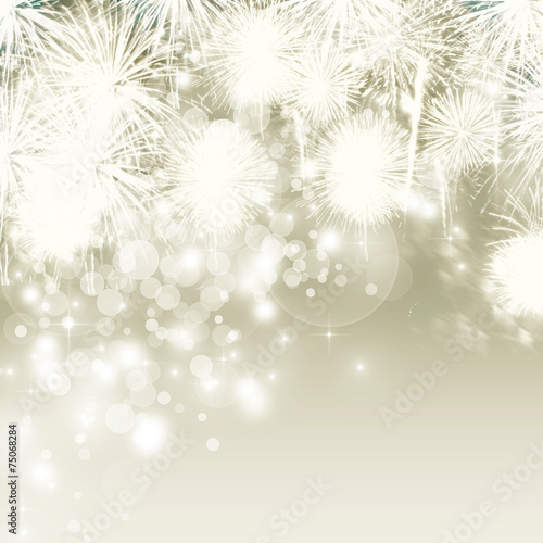 Abstract holiday background with fireworks and stars
