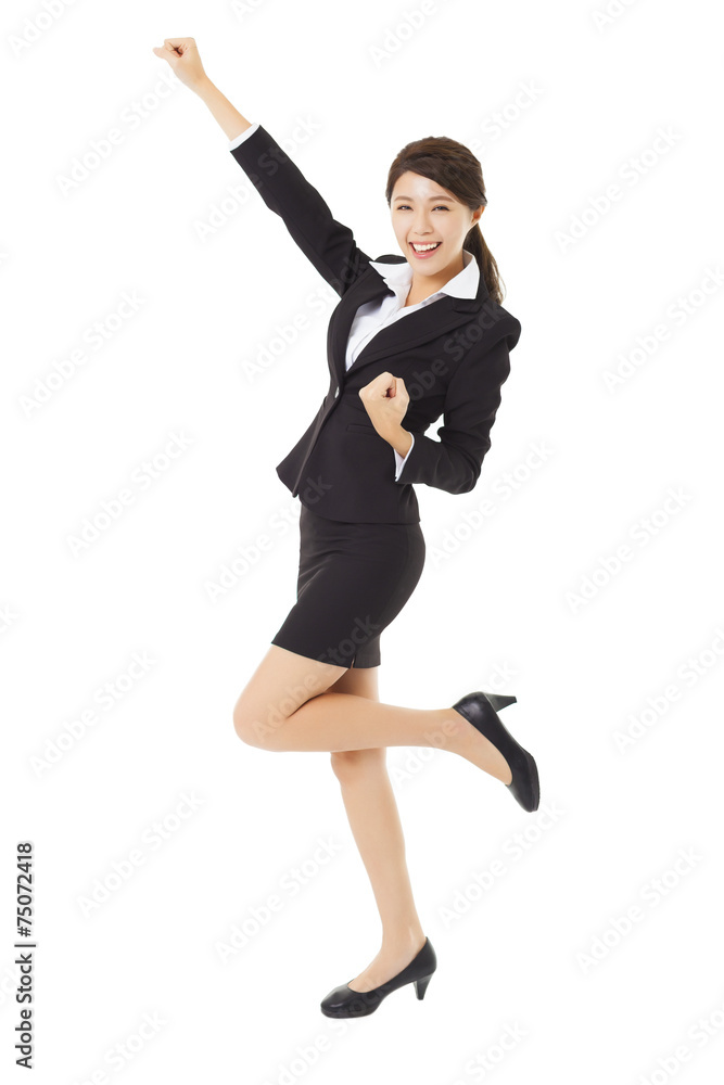 happy young businesswoman jumping and dancing happy young businesswoman jumping and dancing