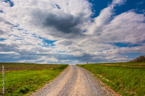 Farm fields along a dirt road in rural York County  Pennsylvania