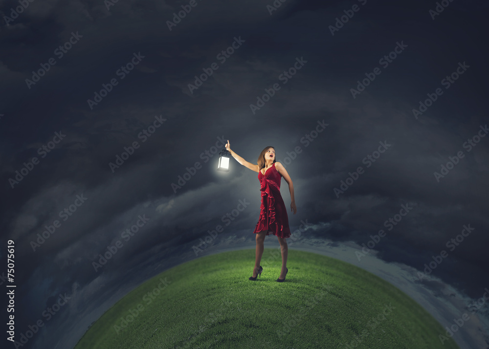 Woman lost in darkness