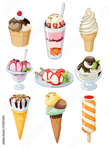 Set of tasty ice cream isolated on white background