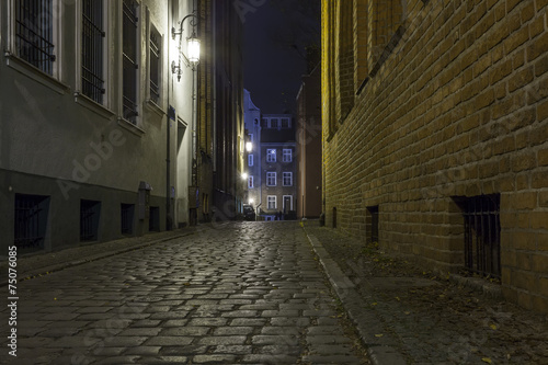 Fototapeta Naklejka Na Ścianę i Meble -  Old city at night - Gdansk, Poland