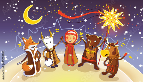 Celebration of traditional Belorussian winter holiday Kalyadi.