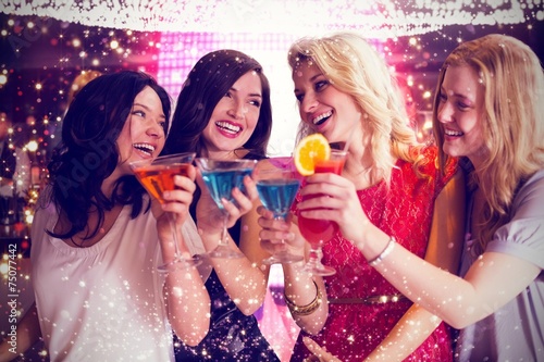 Composite image of friends with drinks