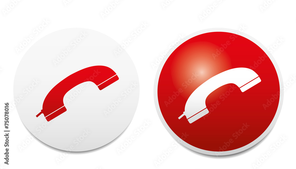 Phone icon on red and white buttons Phone icon on red and white buttons