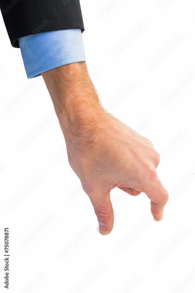 Businessman measuring something with these fingers Businessman measuring something with these fingers