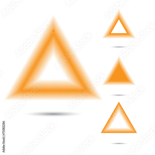 Set of abstract halftone design elements triangle shape.