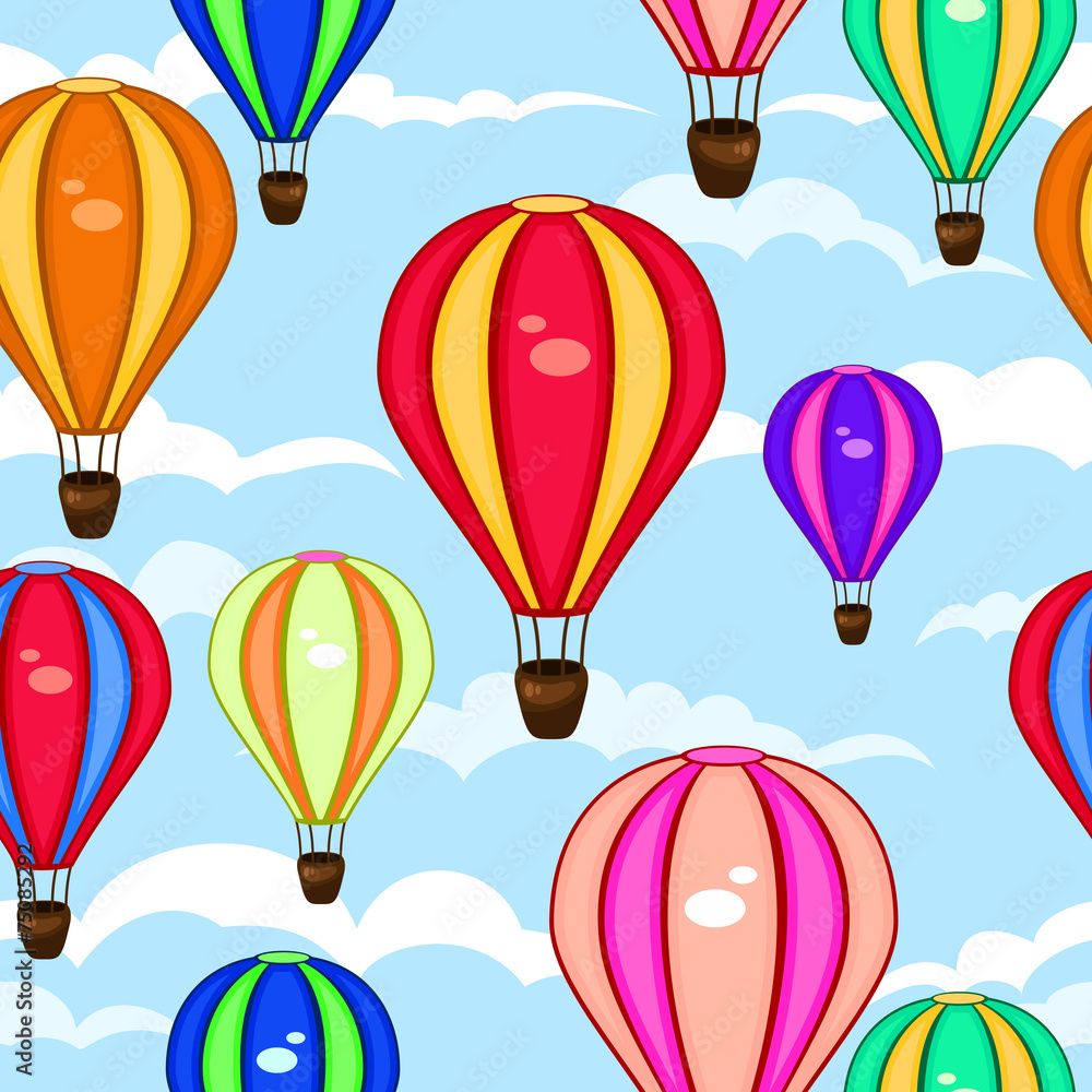Naklejka premium Colorful seamless pattern of hot air balloons
