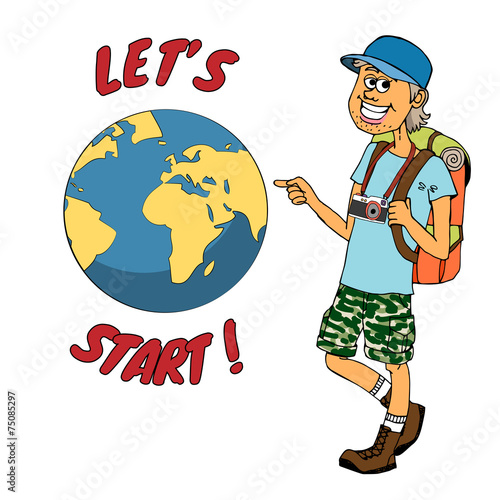 Young backpacker ready to journey around the globe
