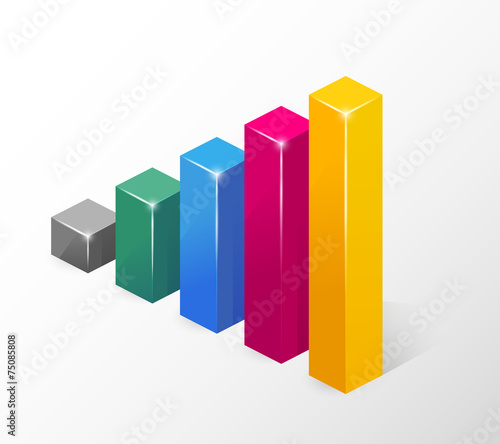 Vector Colored Bar Chart Isolated on White