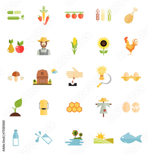 Variety Flat Style Farm Organic Food Icon