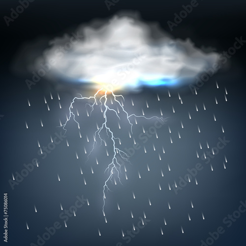 Cloud with rain and a lightning bolt