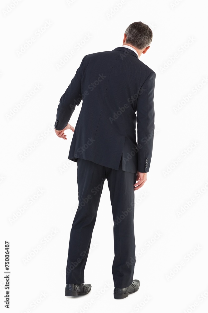 Rear view of a businessman gesturing Rear view of a businessman gesturing