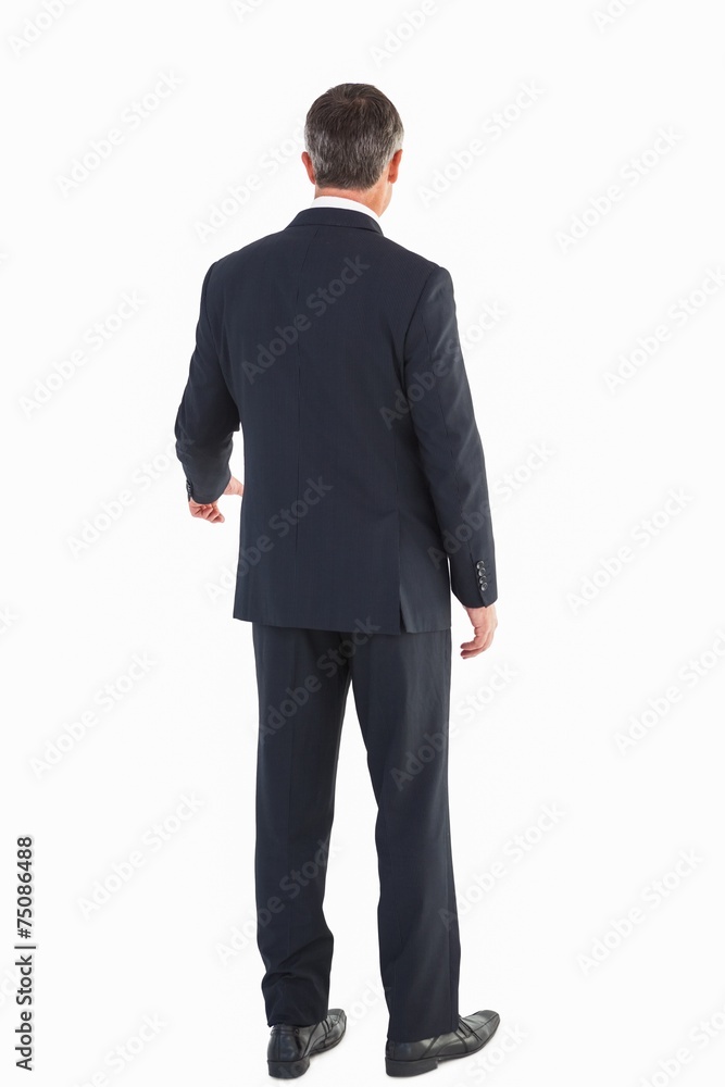 Elegant businessman standing and gesturing Elegant businessman standing and gesturing