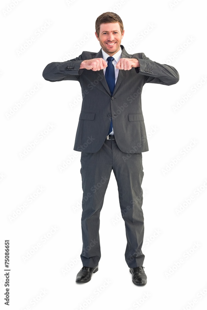 Businessman with his hands up