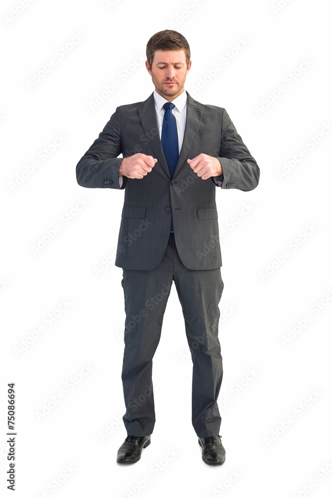 Businessman with his hands up Businessman with his hands up