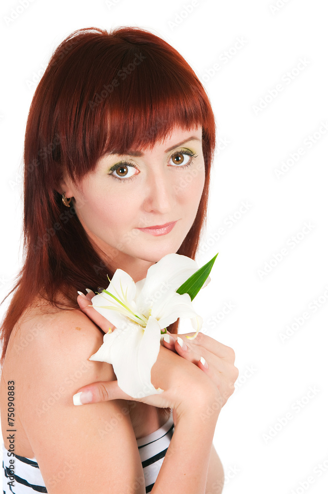 The girl with a lily flower The girl with a lily flower